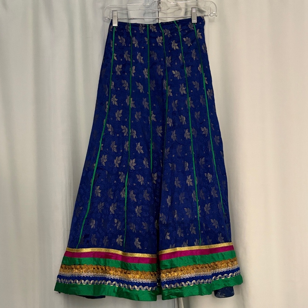 3 for 25! Indian Wedding Elegant Blue‎ and Green Leaf Print Women's Skirt